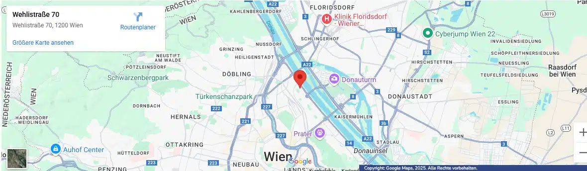 Ausschnitt aus Google Maps - Paartherapie Wien Paarberatung Brigittenau Döbling